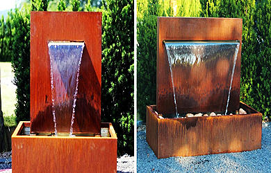 corten steel water fountain